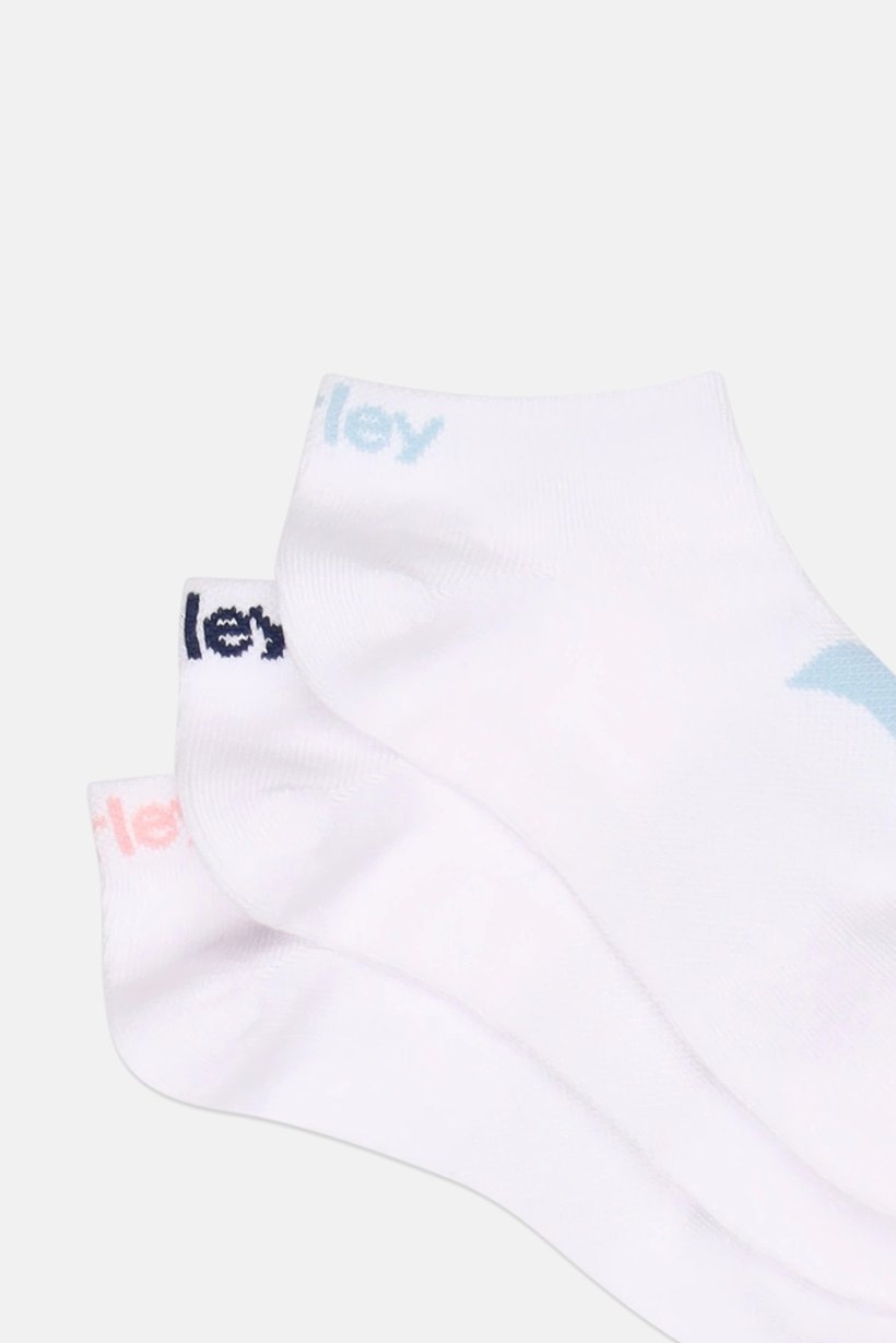 Women 6 Pairs Brand Logo Low Cut Ankle Socks, White