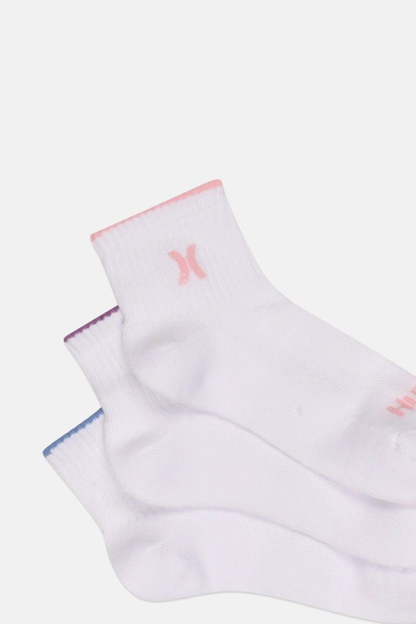 Women 6 Pairs Brand Logo Quarter Socks, White