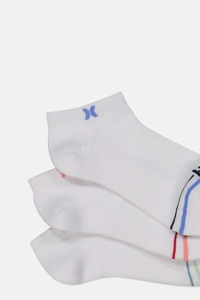 Women 3 Pairs Brand Logo Low Cut Ankle Socks, White