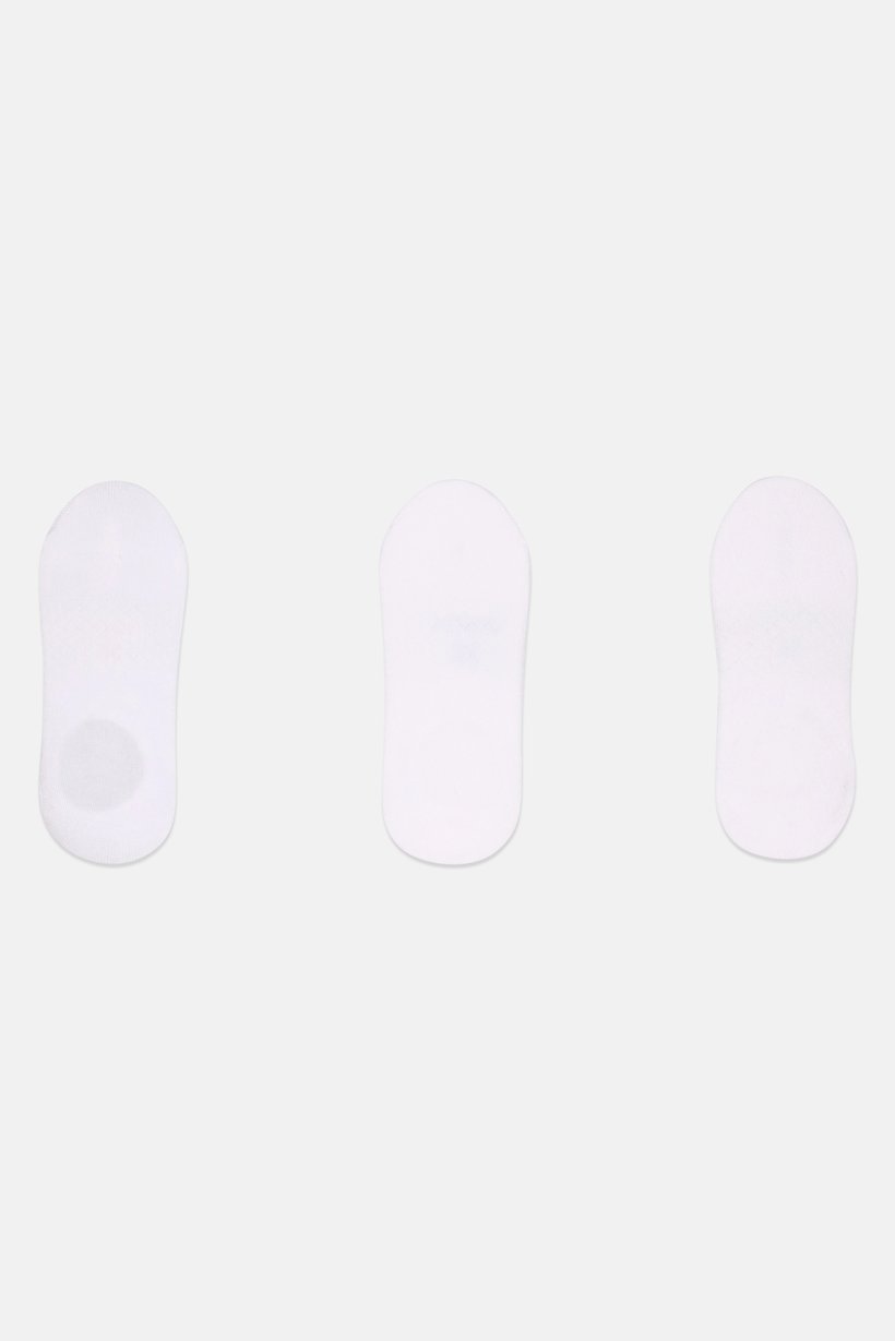 Women 3 Pairs Brand Logo Invisible Socks, White