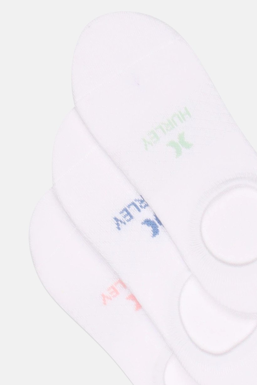 Women 3 Pairs Brand Logo Invisible Socks, White