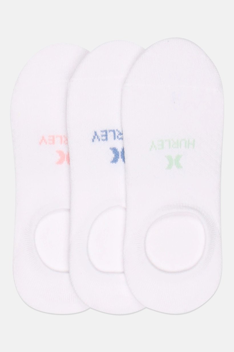 Women 3 Pairs Brand Logo Invisible Socks, White