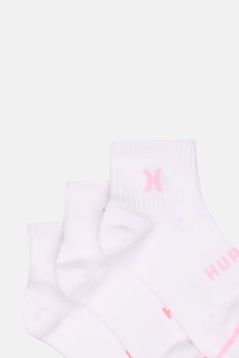Women 3 Pairs Brand Quarter Crew Socks, White