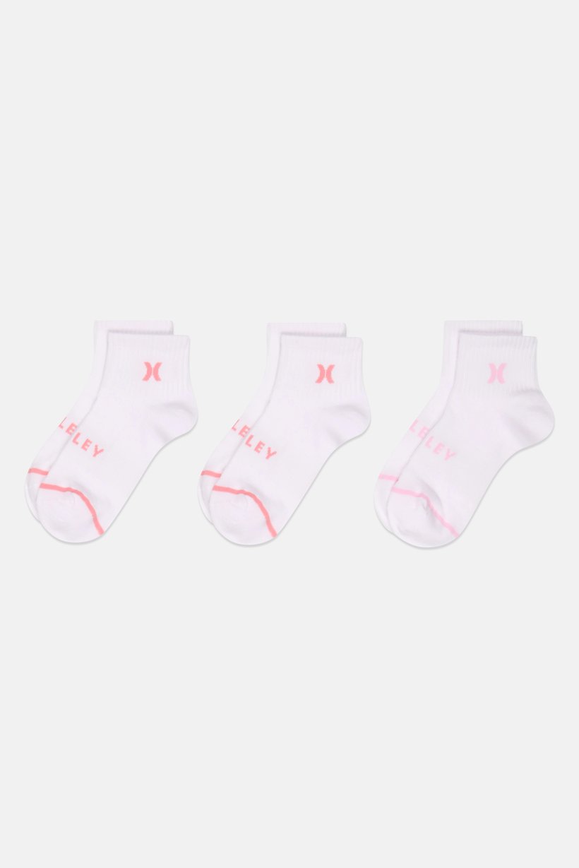 Women 3 Pairs Brand Quarter Crew Socks, White