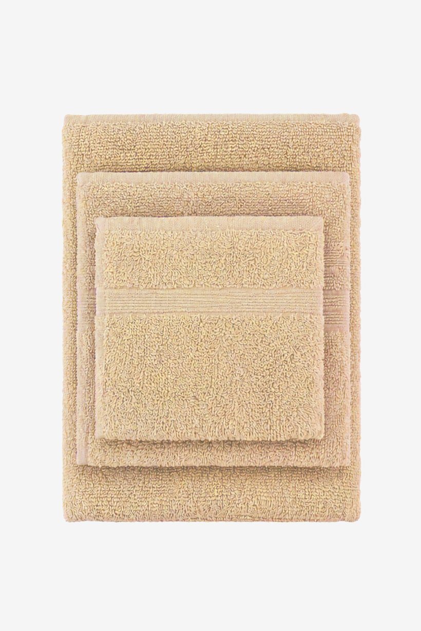 6 Pcs Textured Premium Bath Towel Set, Dark Beige