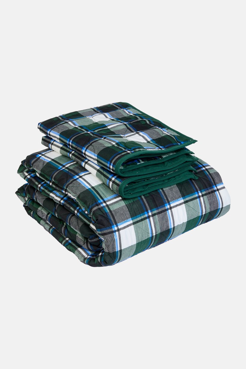 Queen 3 Pieces Plaid Quilt Set, Multicolor