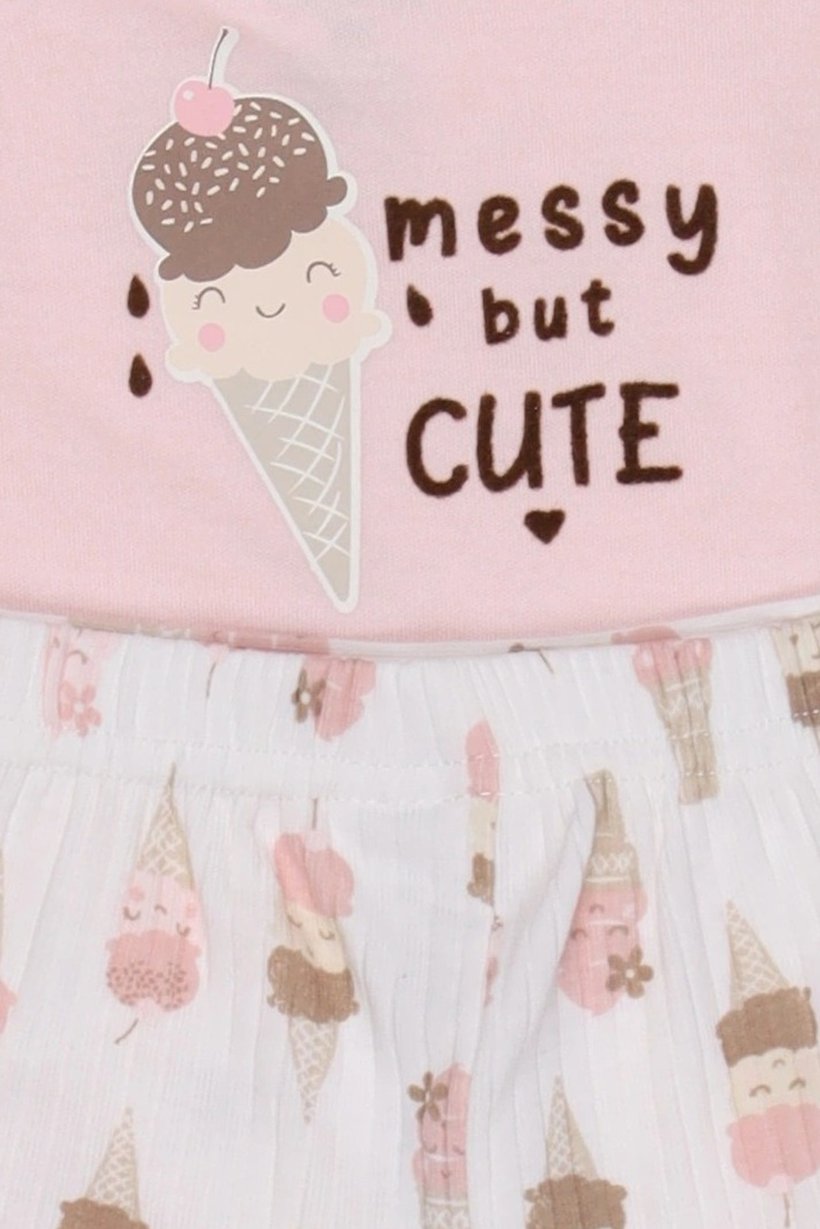 Toddlers Girl 3 Pcs Graphic Print Bodysuit And Shorts With Sunglasses Set, Multicolor