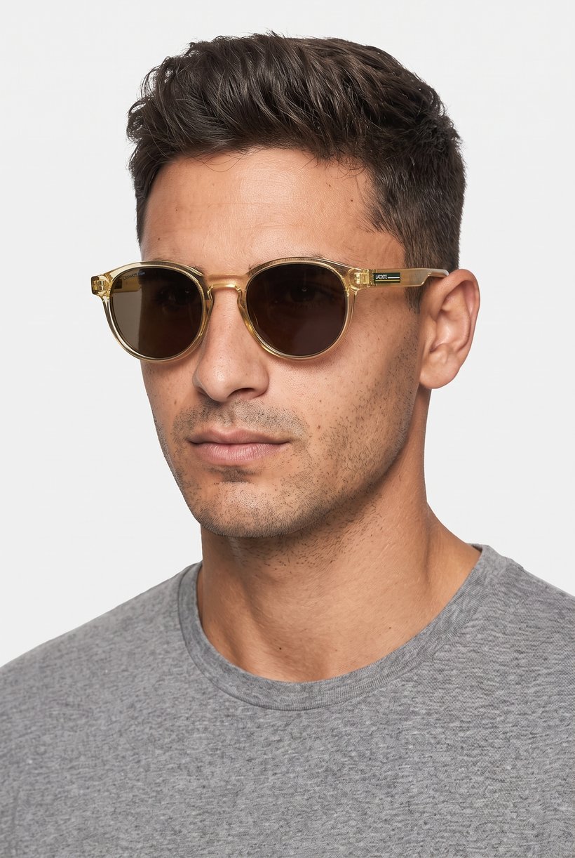 Men L6055S Round Sunglasses, Light Gold