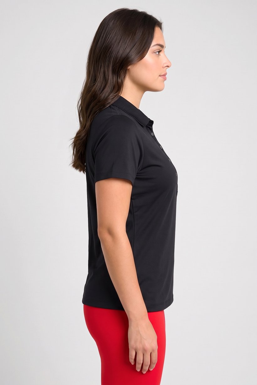 Women Standard Fit Short Sleeve Golf Polo Shirt, Black