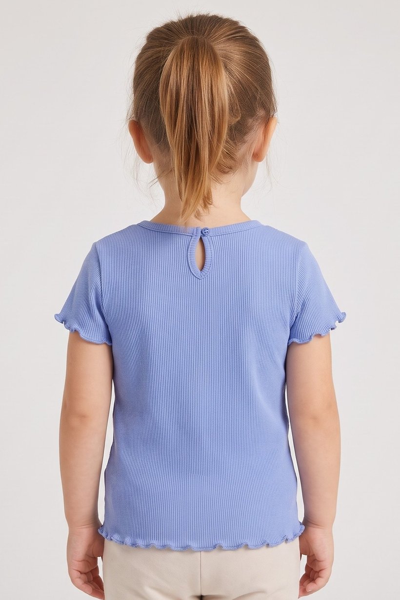 Toddlers Girl Solid Short Sleeve Top,  Blue