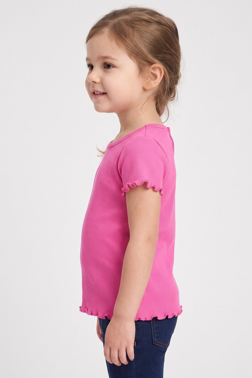 Toddlers Girl Solid Short Sleeve Top, Pink