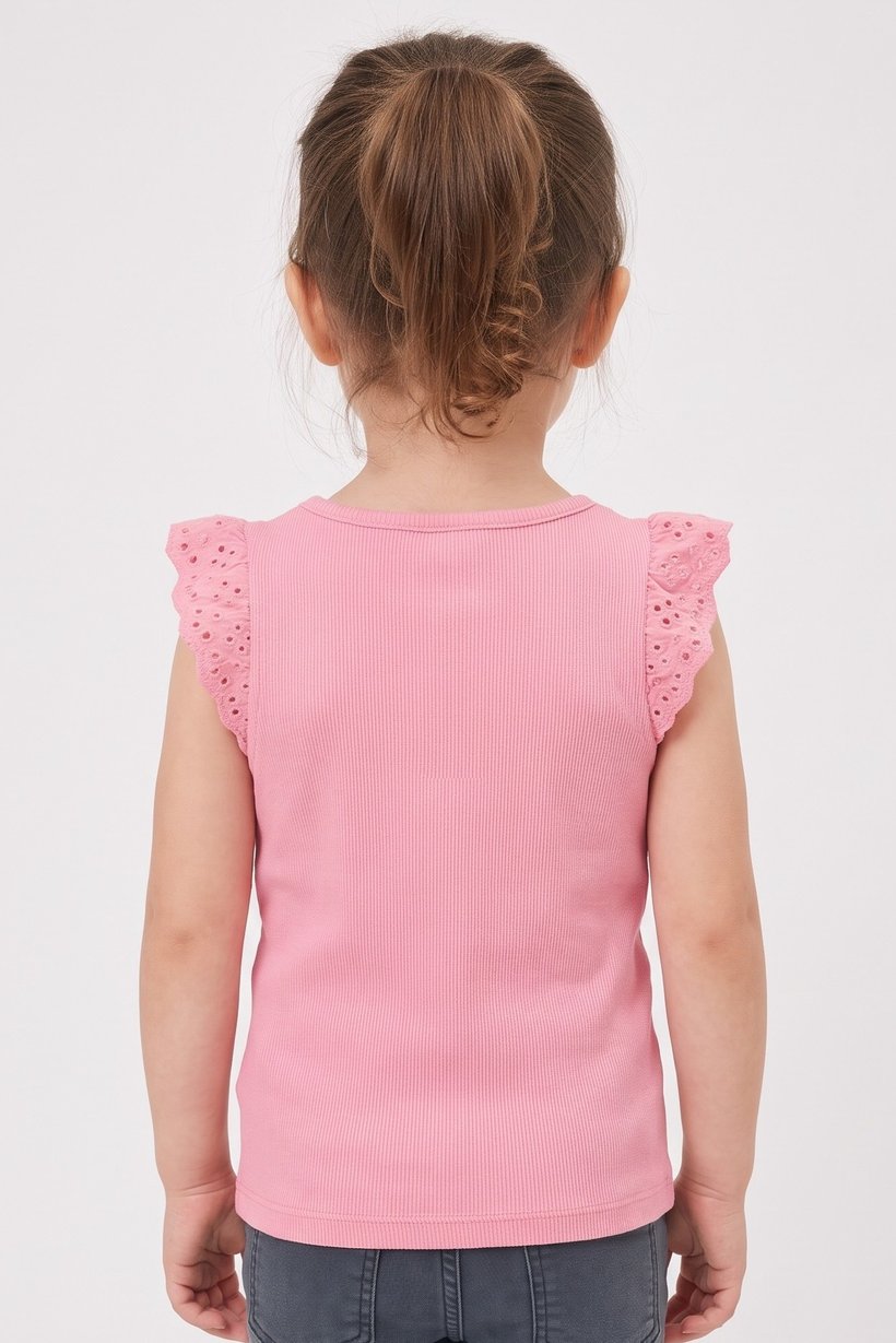 Todders Girl Textured Cap Sleeve Top, Pink