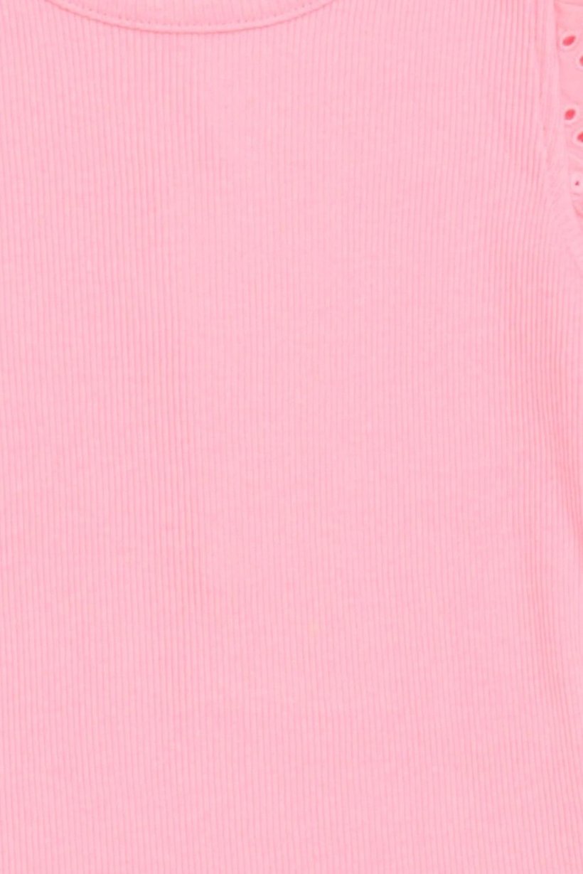 Todders Girl Textured Cap Sleeve Top, Pink