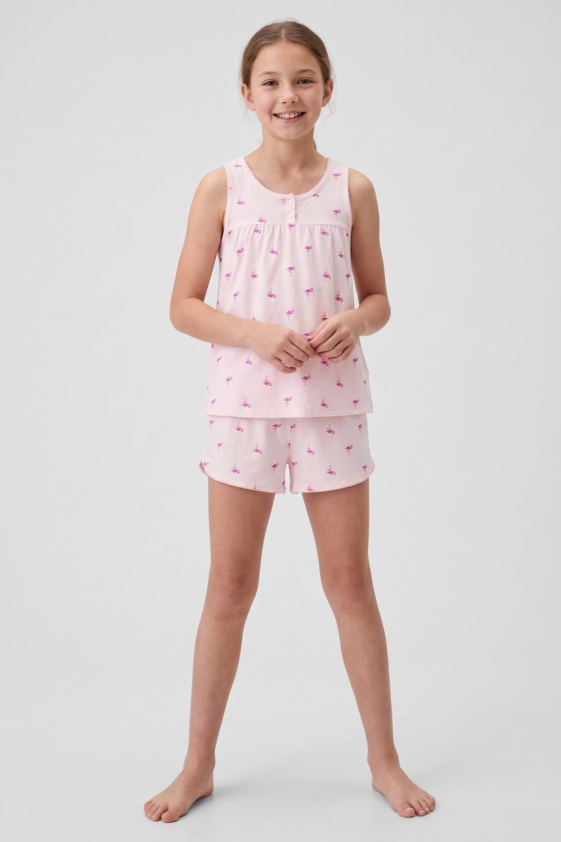 Kids Girl 2 Pieces Allover Print Sleepwear Top And Shorts Sleepwear Set, Multicolor