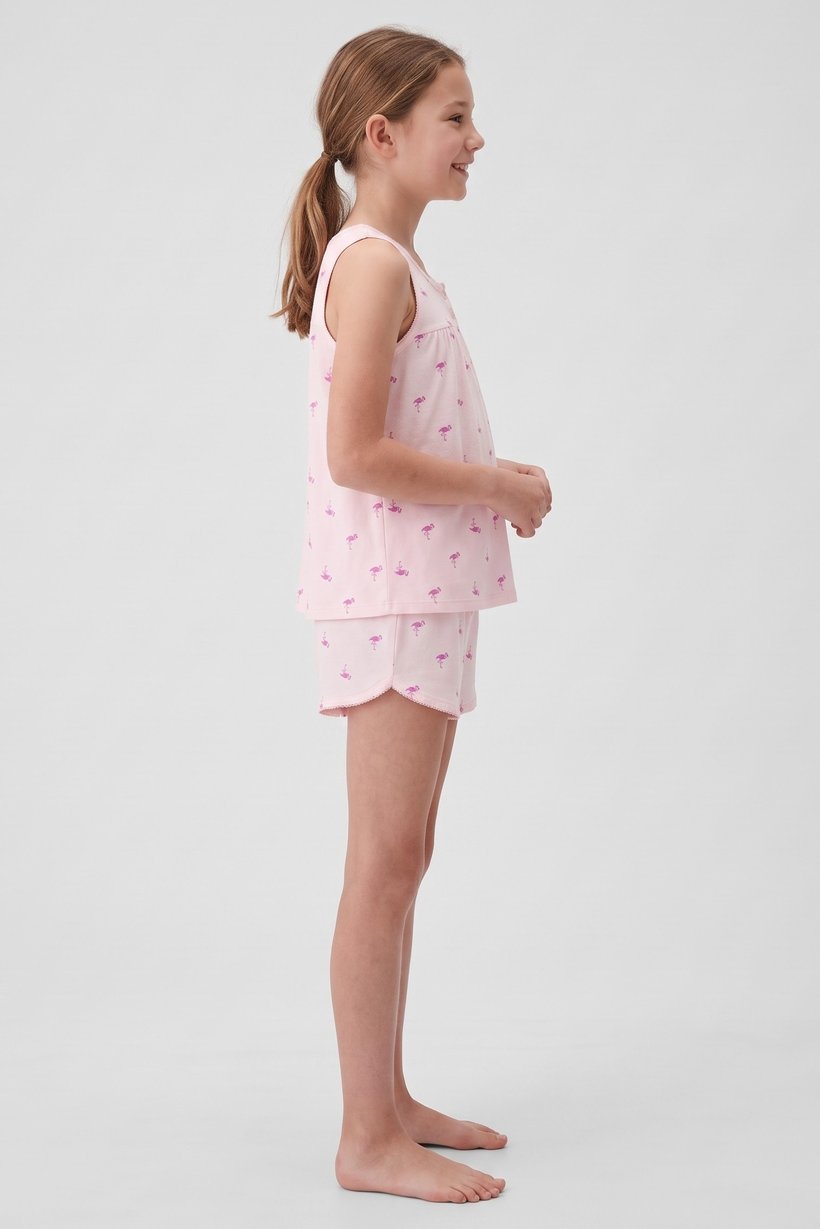 Kids Girl 2 Pieces Allover Print Sleepwear Top And Shorts Sleepwear Set, Multicolor