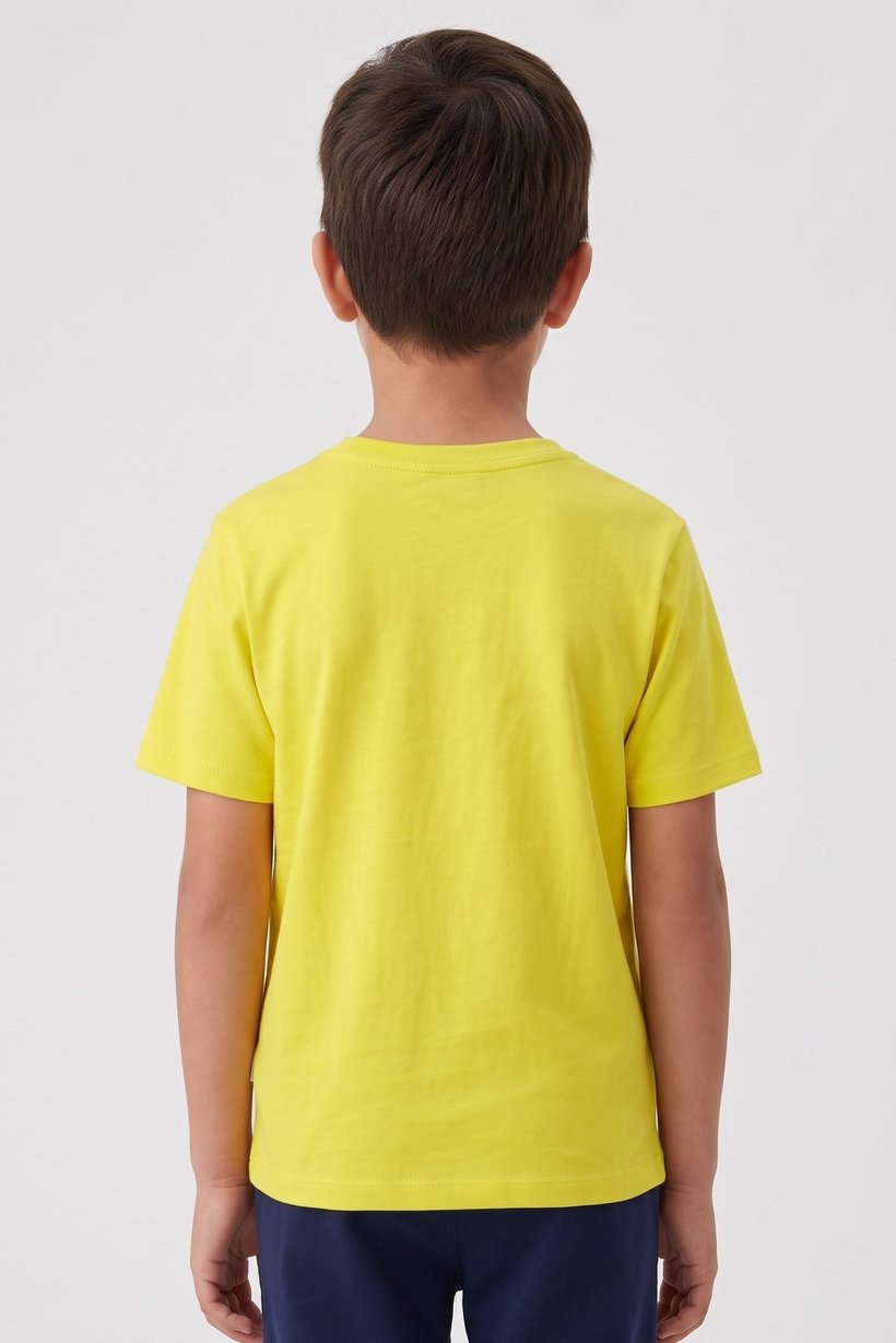 Toddlers Boy Graphic Peinted Short Sleeve Top, Lime Yellow