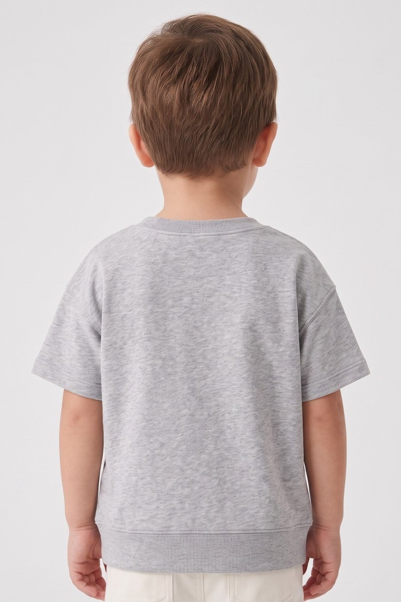 Toddlers Boy Crew Neck Short Sleeve Brand Logo T-Shirt, Grey