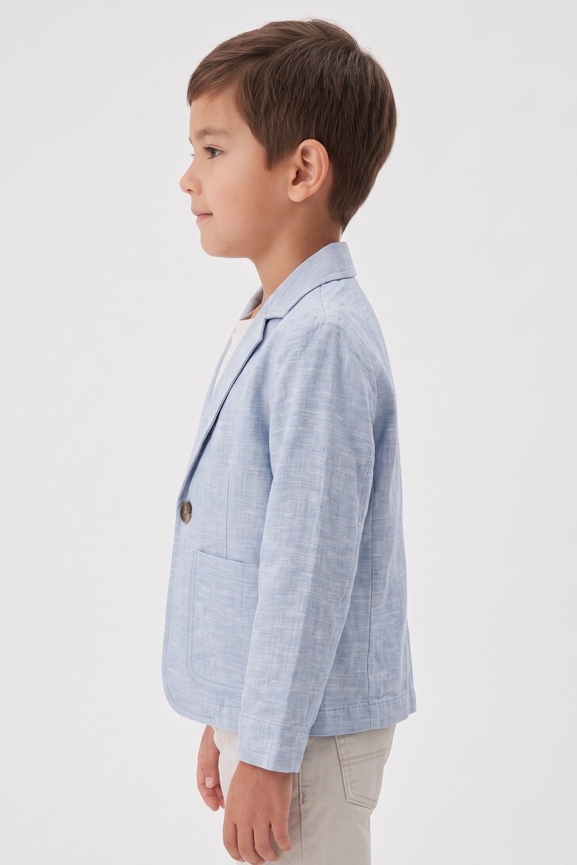 Kids Boy Chambray Jacket Shirt, Light Blue