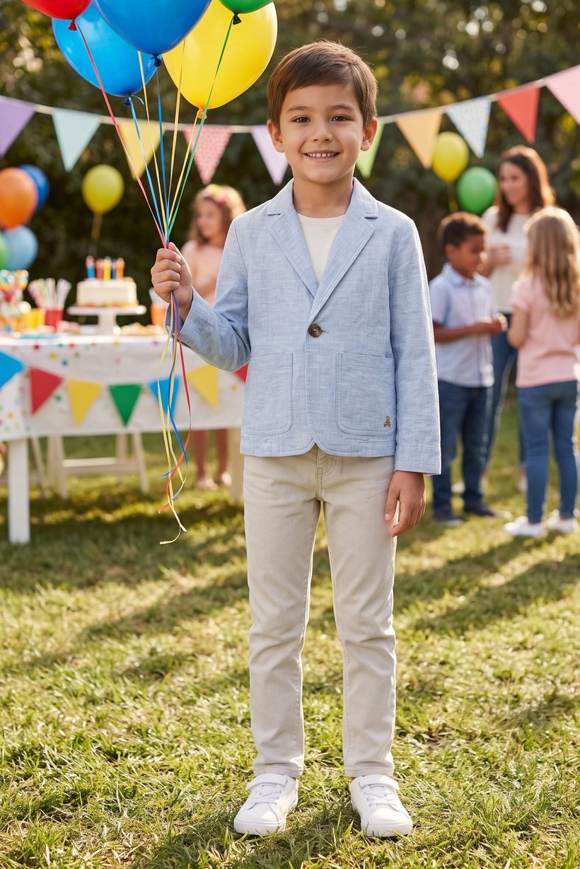 Kids Boy Chambray Jacket Shirt, Light Blue