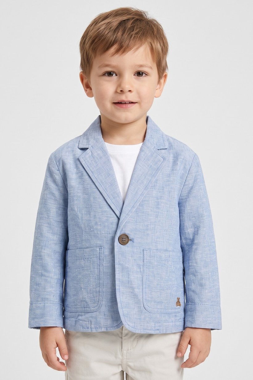 Toddlers Boy Chambray Blazer, Light Blue