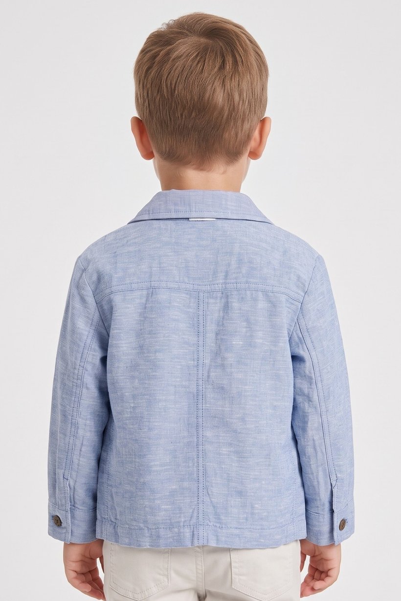 Toddlers Boy Chambray Blazer, Light Blue