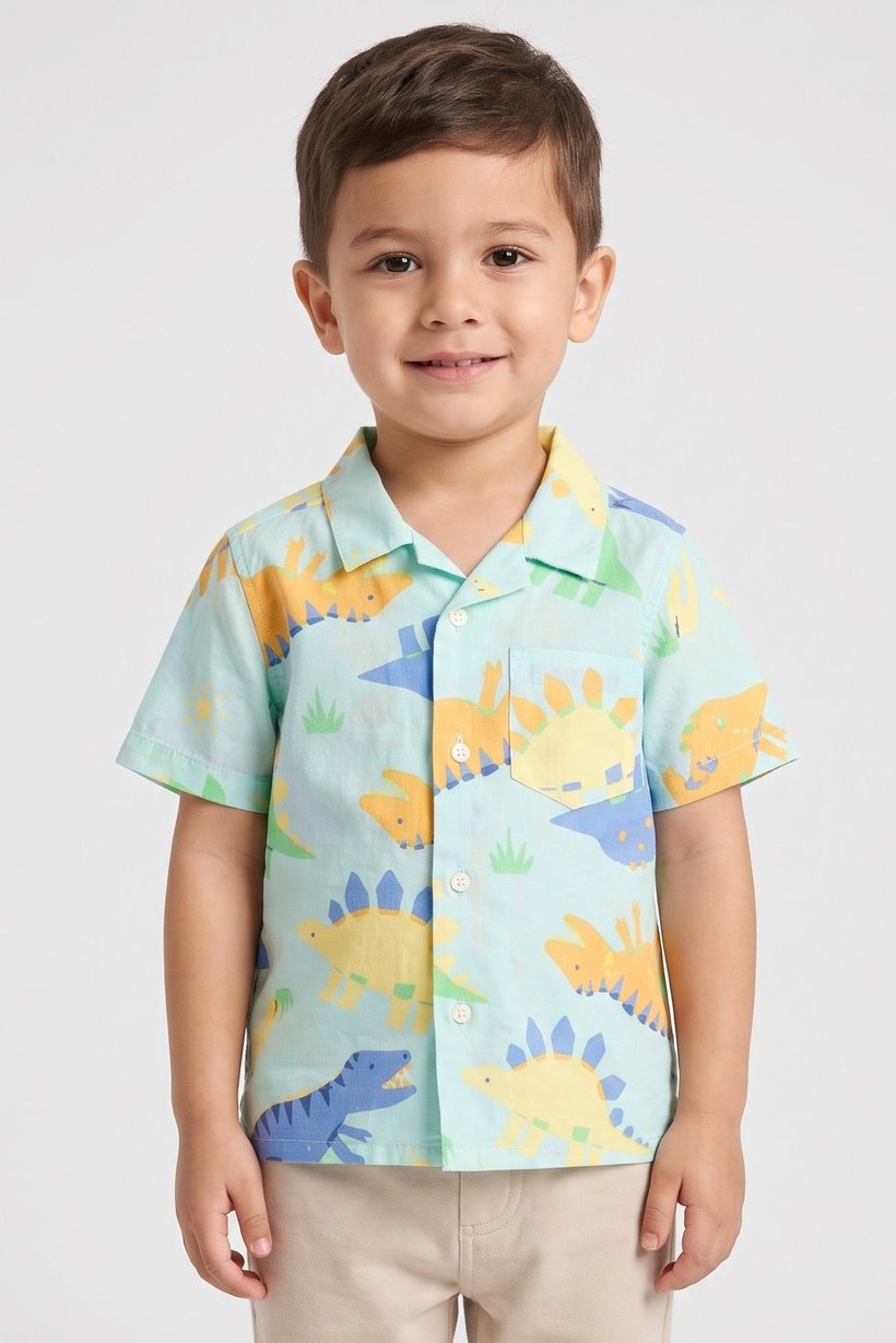 Toddlers Boy Short Sleeve Graphic Print Shirt, Multicolor