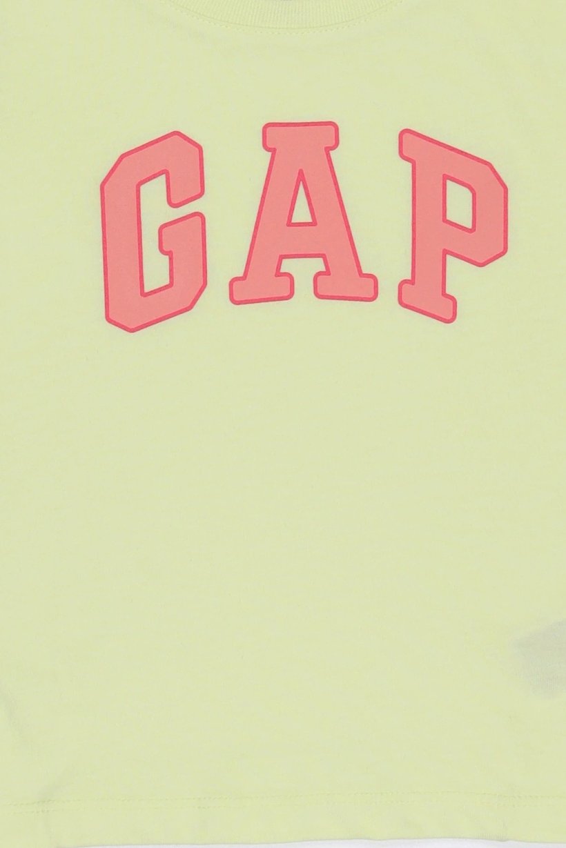 Toddlers Girl Brand Logo Short Sleeve Top, Light Yellow