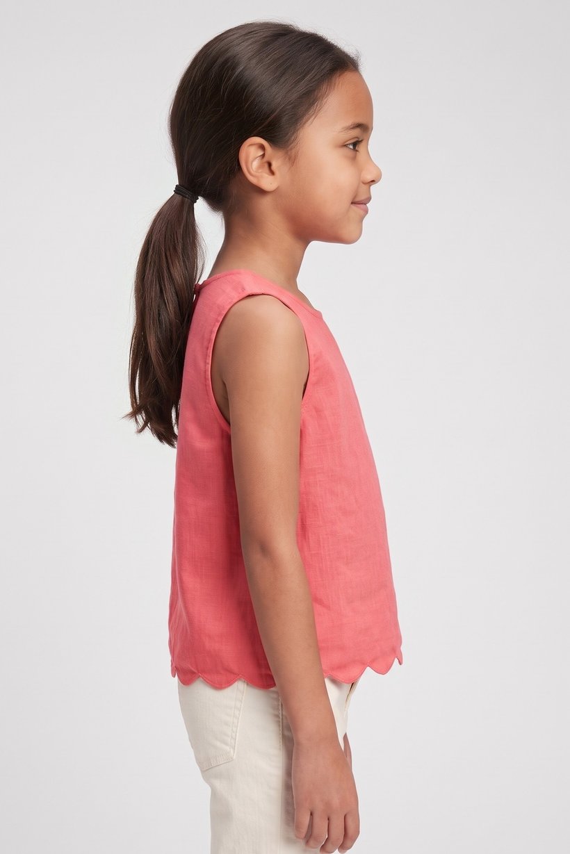 Kids Girl Sleeveless Solid Tank Top, Coral