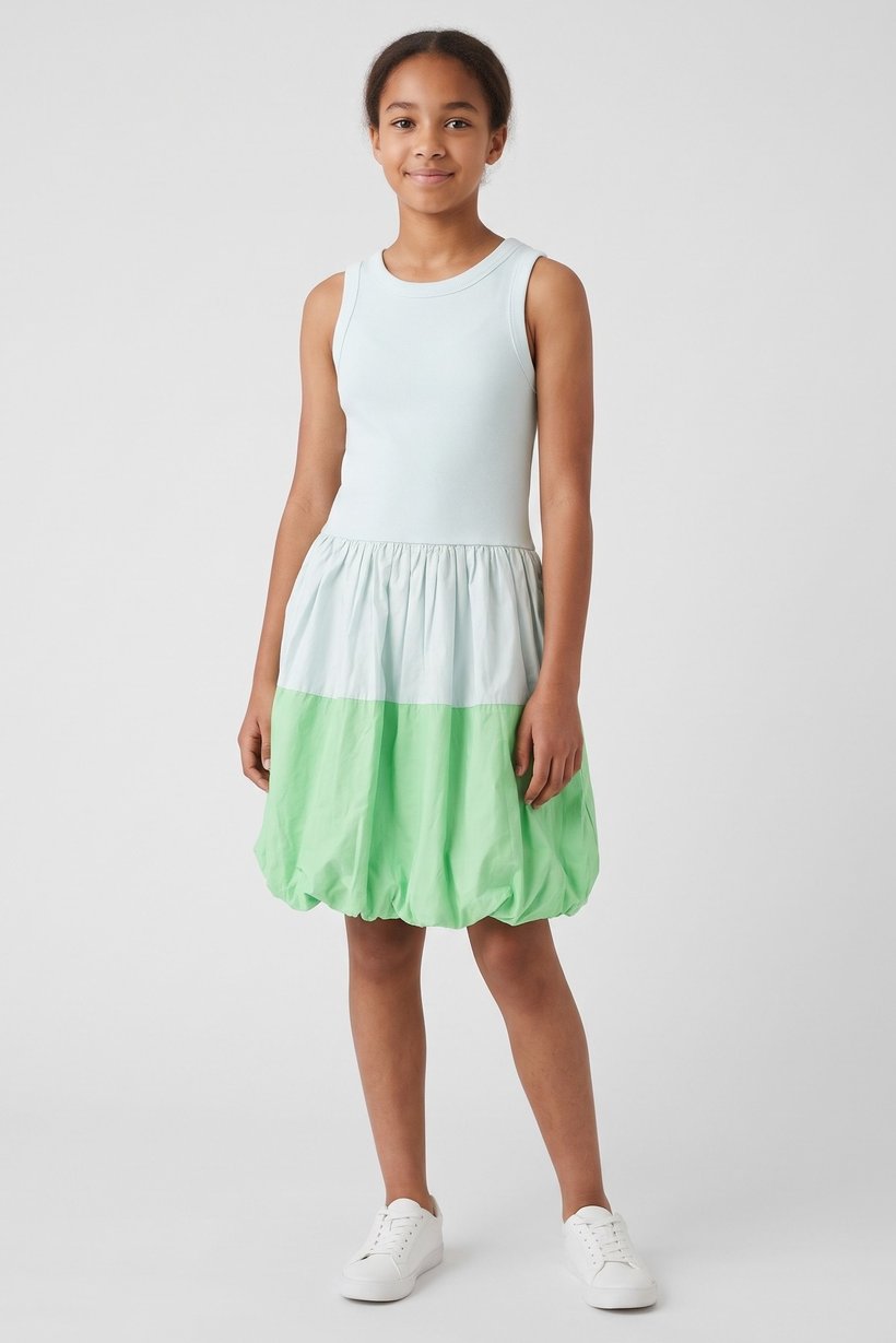 Kids Girl Colorblock Bubble Hem Dress, Multicolor