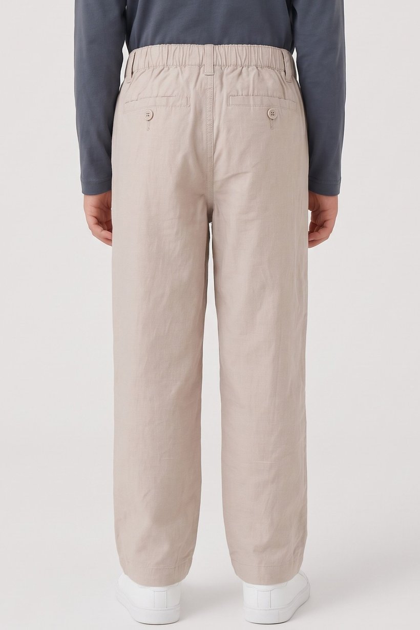 Kids Boy Chambray Pants, Beige