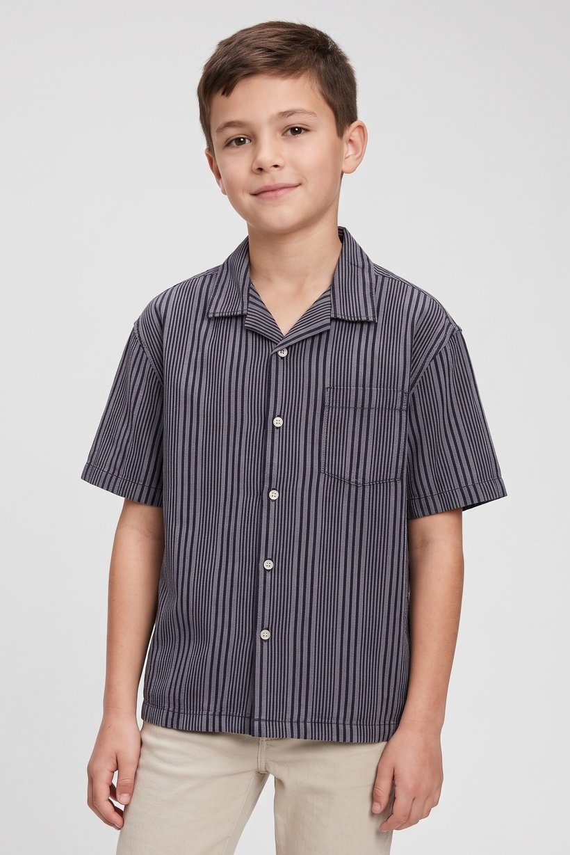 Kids Boy Short Sleeve Stripe Shirt, Multicolor