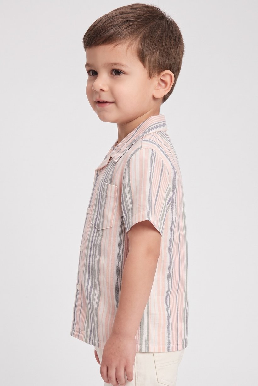 Toddlers Boy Stripe Short Sleeve Shirt, Multicolor