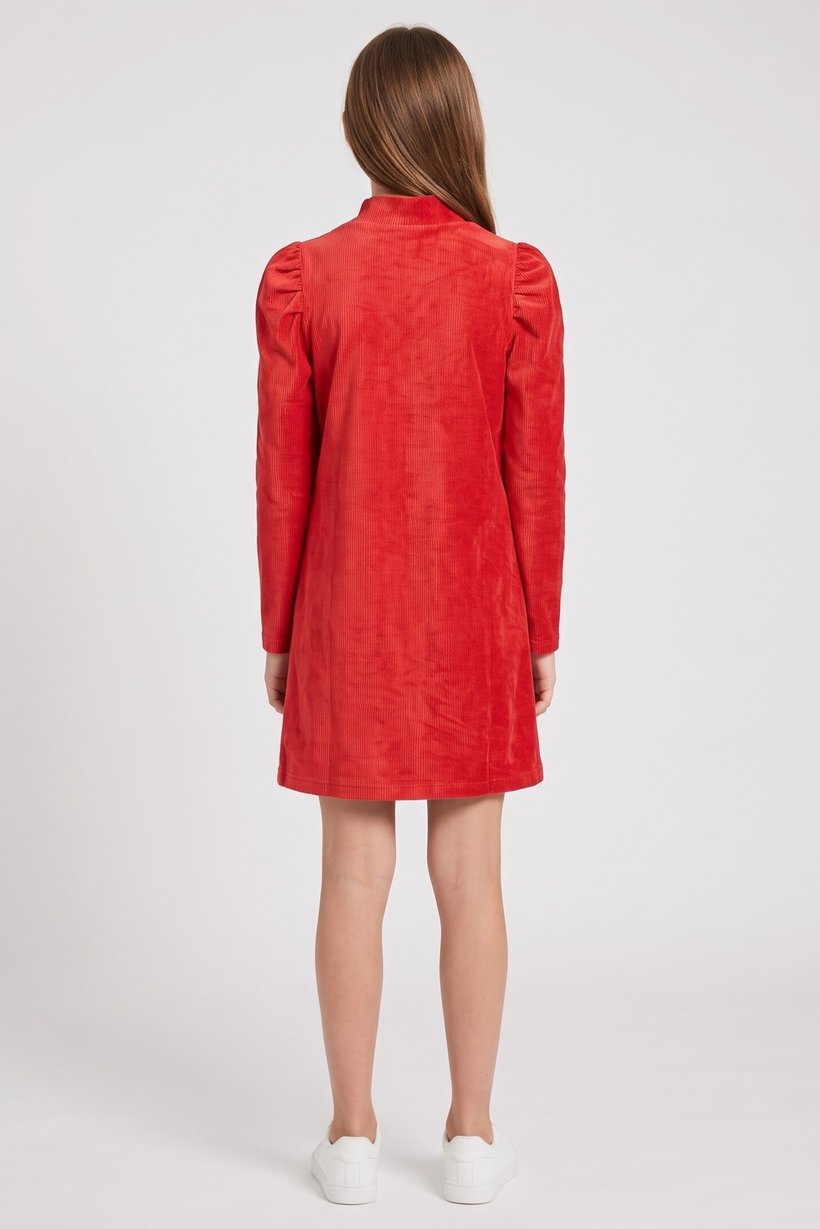Kids Girl Ribbed Corduroy Dress, Red
