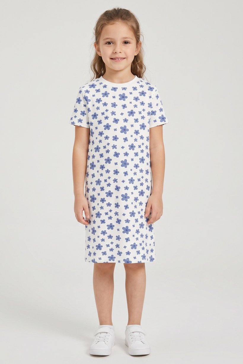 Kids Girl Floral Print Dress, Multicolor