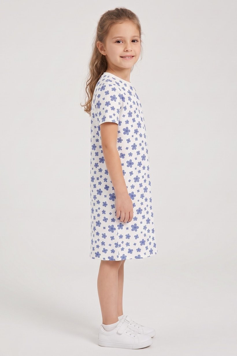 Kids Girl Floral Print Dress, Multicolor