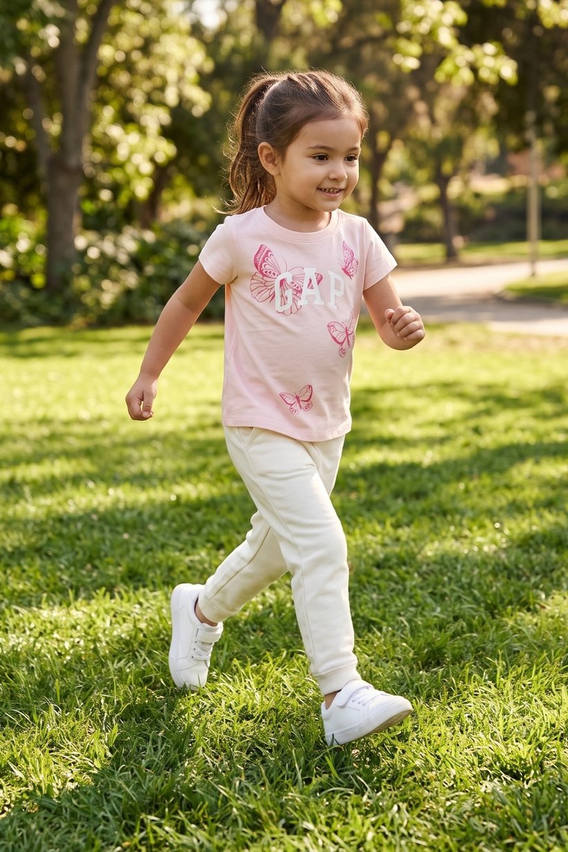 Toddlers Girl Short Sleeve Graphic Print Top, Multicolor