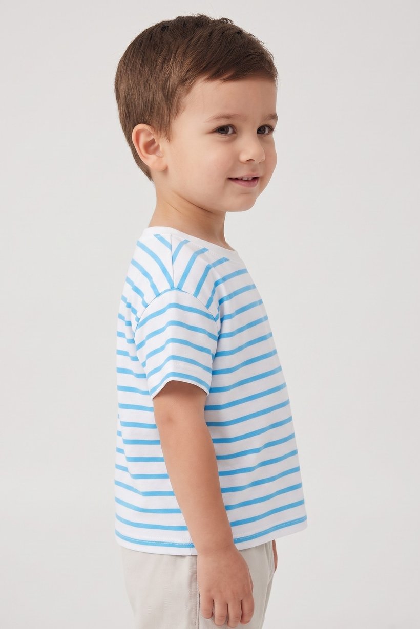 Toddlers Boy Short  Sleeve Stripe Top, Multicolor
