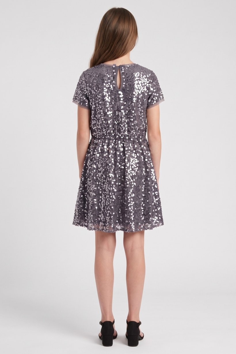Kids Girl Sequins Dress, Grey