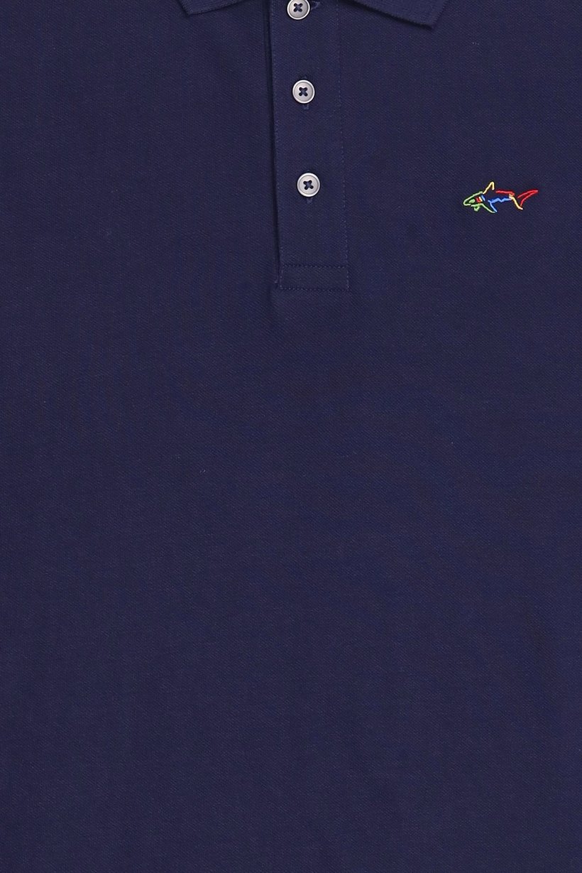 Men Regular Fit Short Sleeves Plain Polo Shirt, Dark Navy