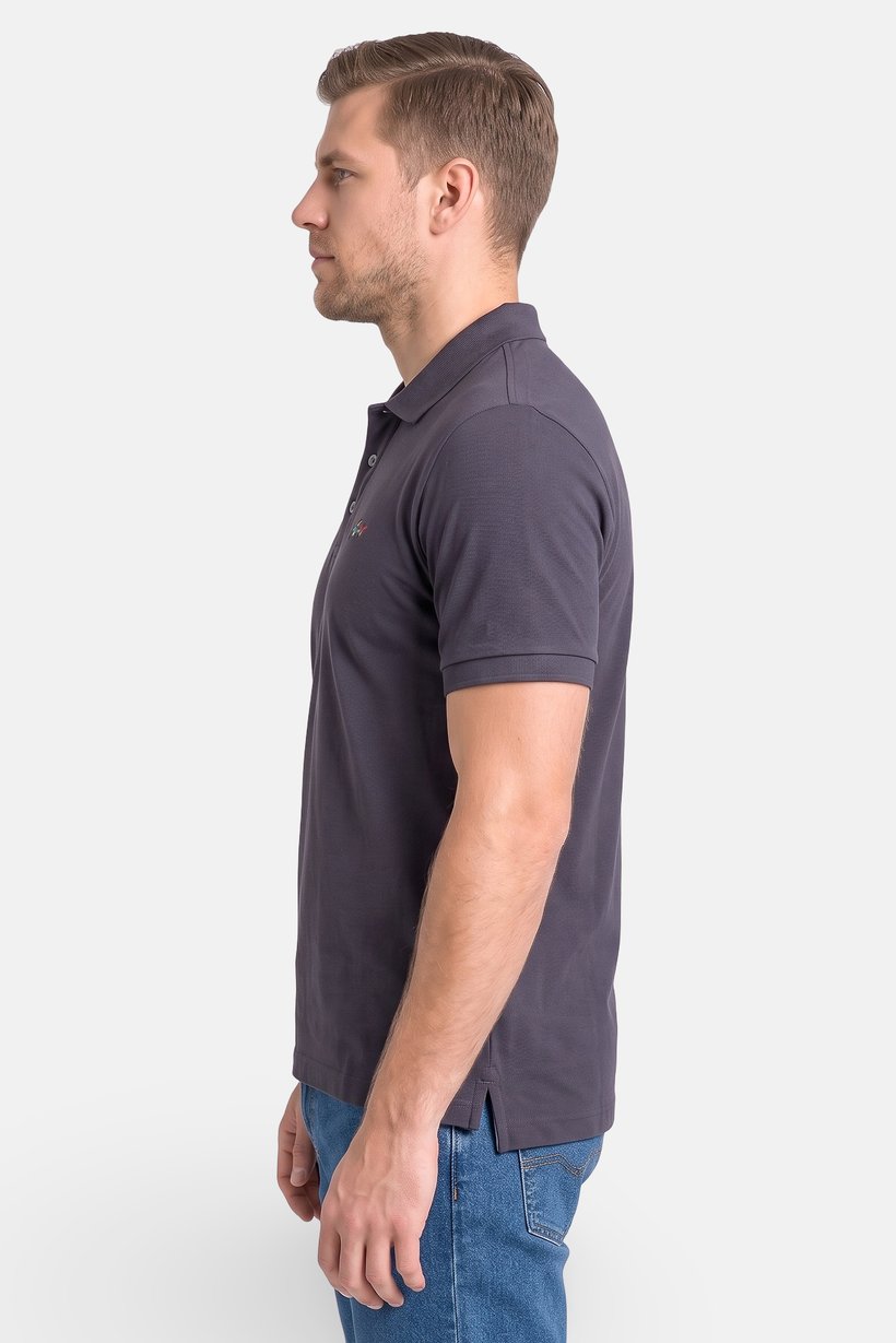 Men Regular Fit Short Sleeve Plain Polo Shirt, Grey