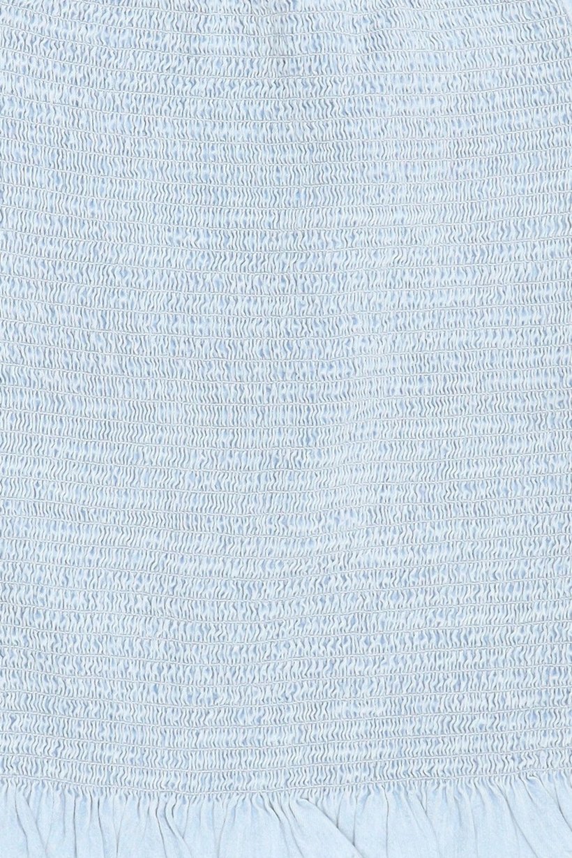Kids Girl Shirred Short Sleeve Top, Light Blue
