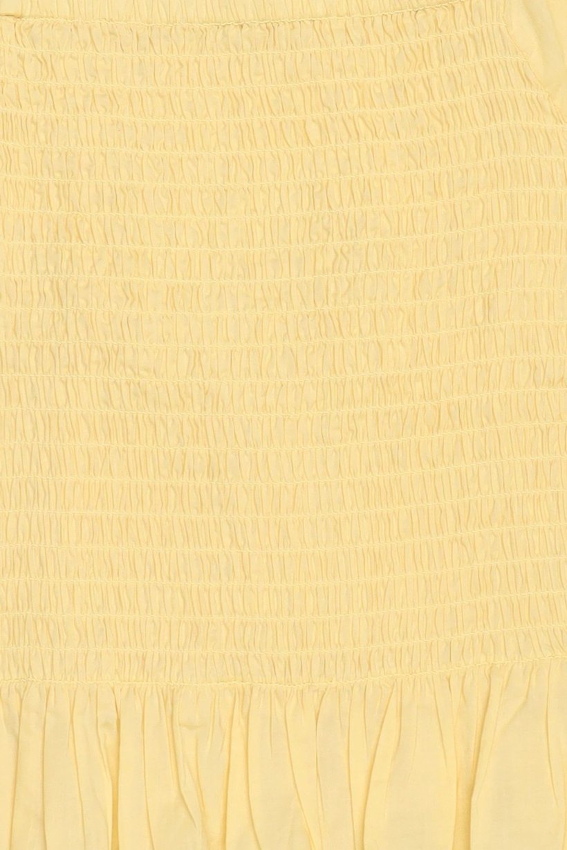 Kids Girl Square Neck Short Sleeve Plain Top, Yellow
