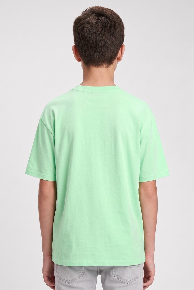Kids Boy Crew Neck Short Sleeve Plain T-Shirt, Neon Green