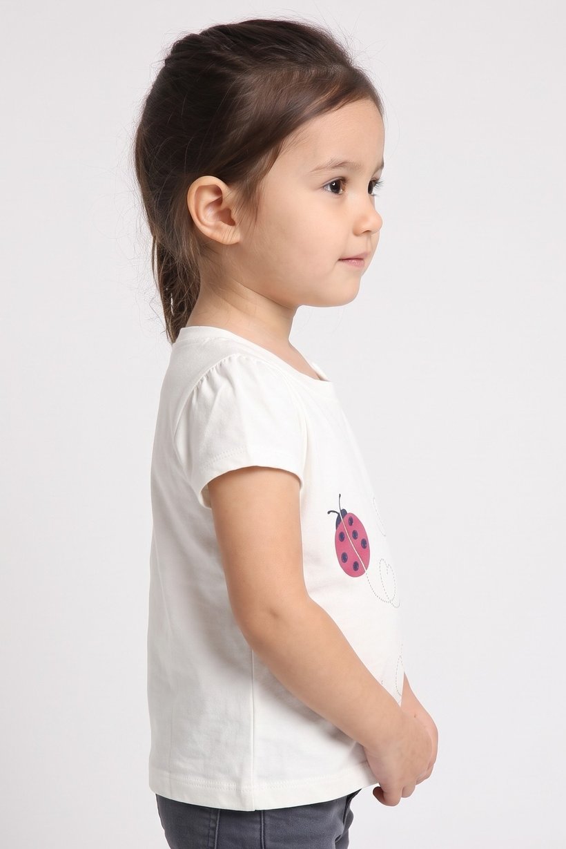 Toddlers Girl Graphic Print Short Sleeve Top, White