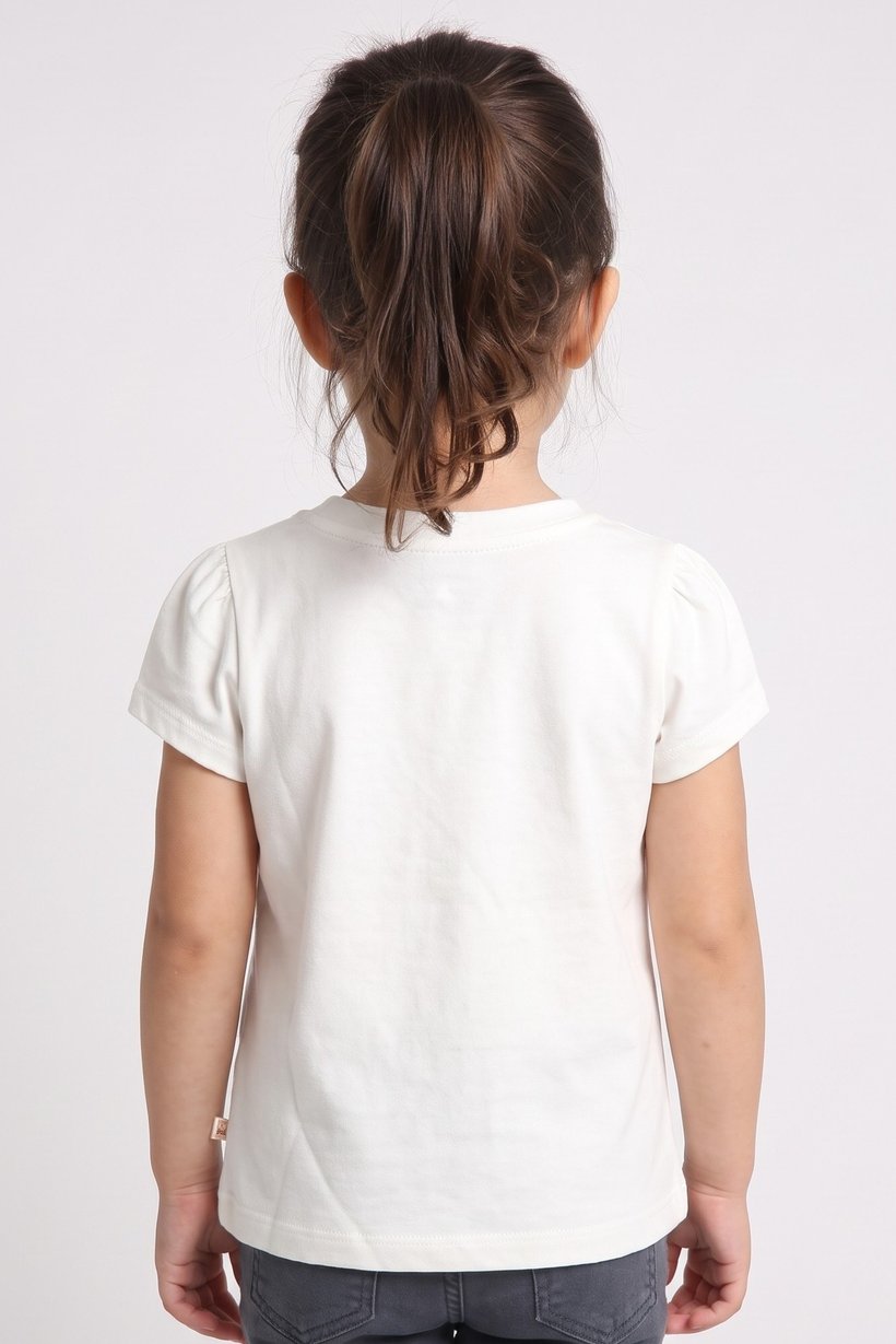 Toddlers Girl Graphic Print Short Sleeve Top, White