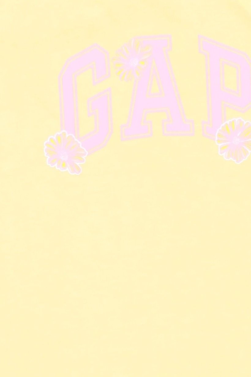 Toddlers Girl Short Sleeve Brand Logo Top, Yellow
