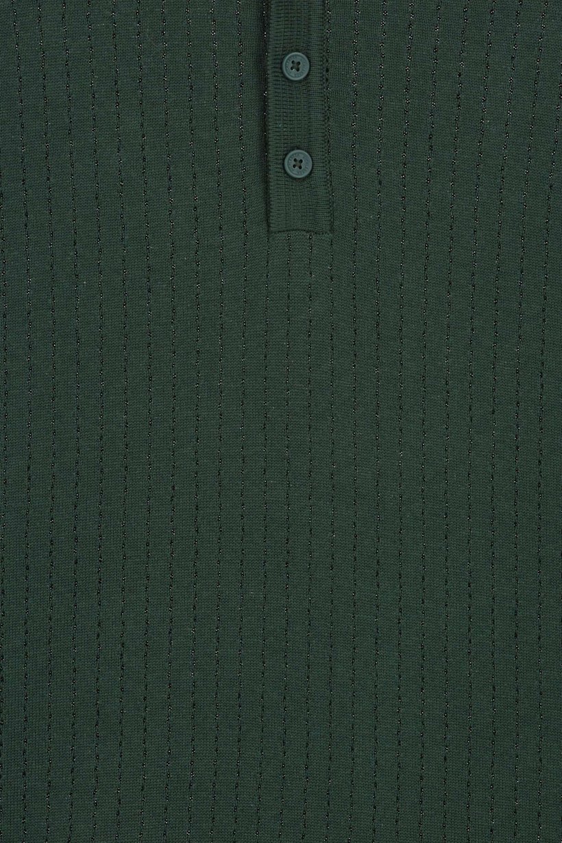 Men Regular Fit Eyelet Short Sleeve Polo Shirt, Green