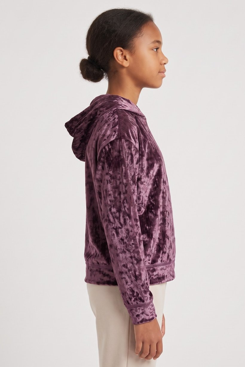 Kids Girl Long Sleeve Velvet Hoodie, Purple