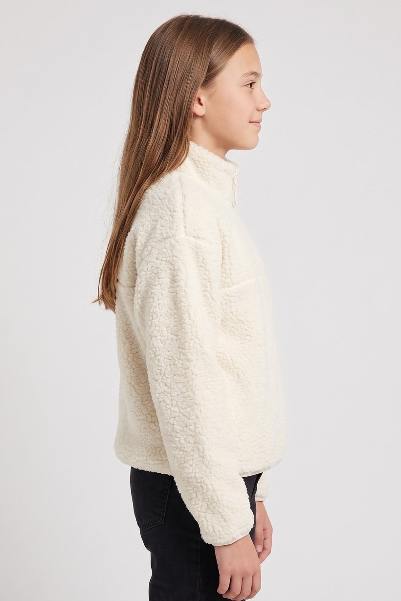 Kids Girl Textured Jacket, Off White