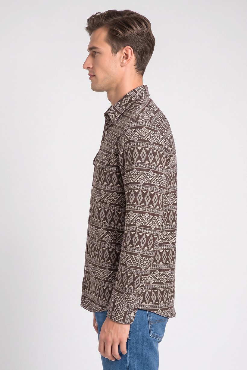 Men Regular Fit Allover Print Long Sleeve Casual Shirt, Multicolor
